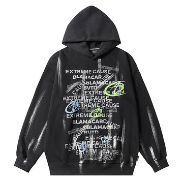 Fashion Letter Printed Graffiti Streetwear Hoodie with Bold Typography